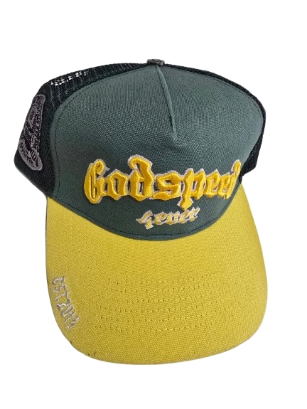 Stylish : Godspeed Fever Trucker Cap Green & Yellow Mesh Snapback Hat Streetwear